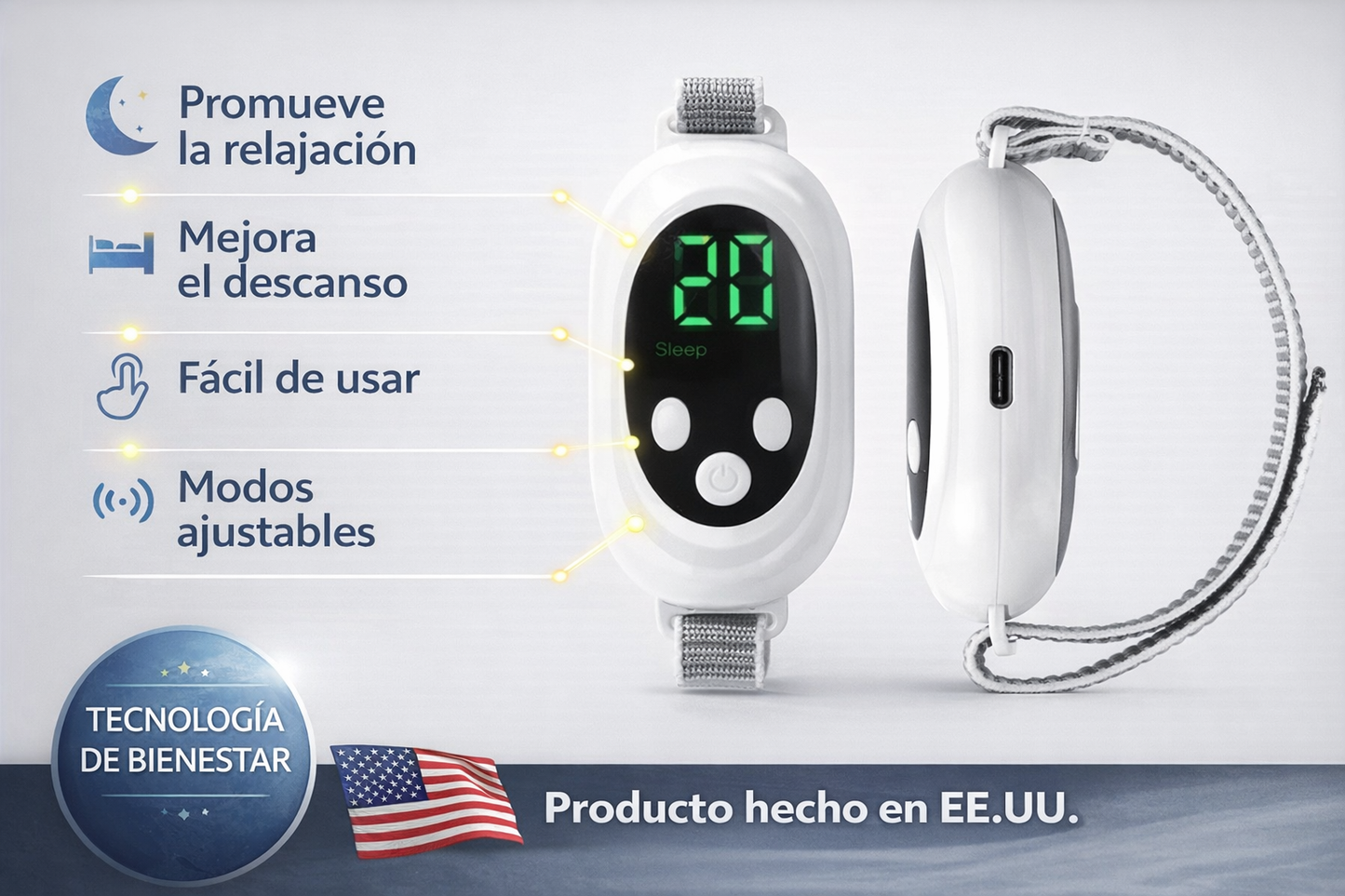 Pulsera Inteligente de Relajación para un Mejor Descanso